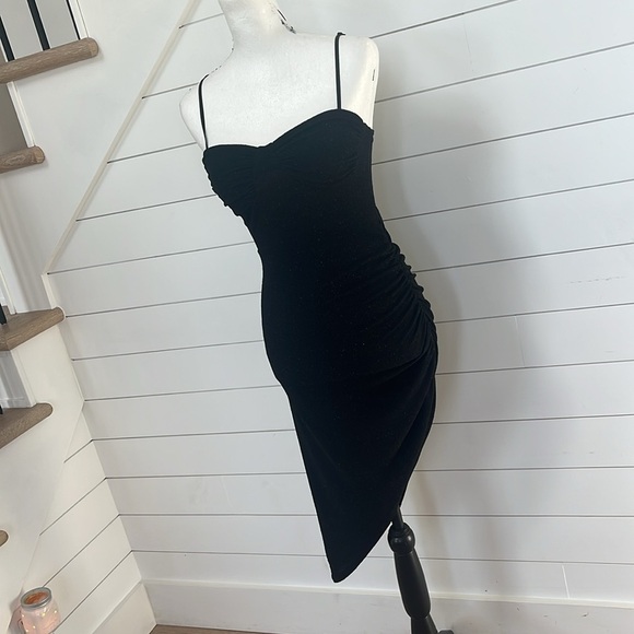 Leyva’s asymmetrical bodycon sweetheart‎ black sparkle dress women’s small - Picture 2 of 9